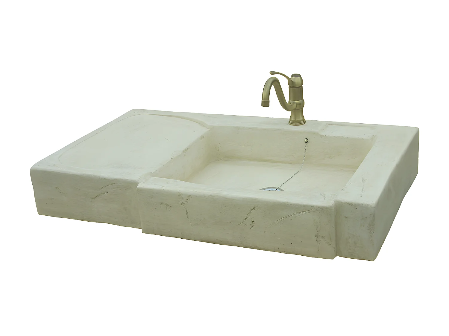 Évier en pierre reconstituée avec égouttoir Arezzo pour cuisine intérieure et extérieure