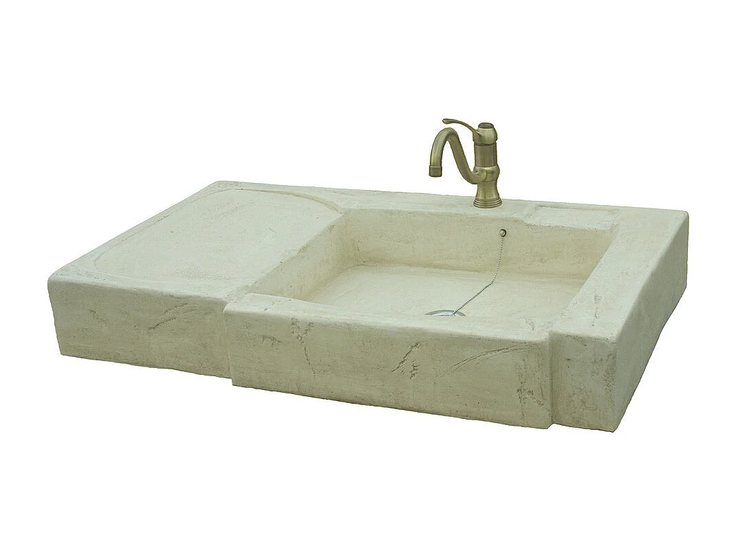 Fregadero de piedra reconstituida con escurridor Arezzo para cocina interior y exterior