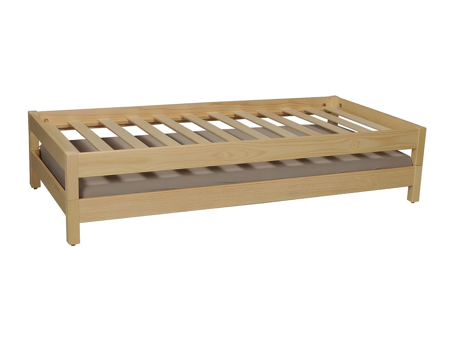 Lit empilable JONAS 90x190 (lot de deux lits)+ 2 sommiers / Naturel