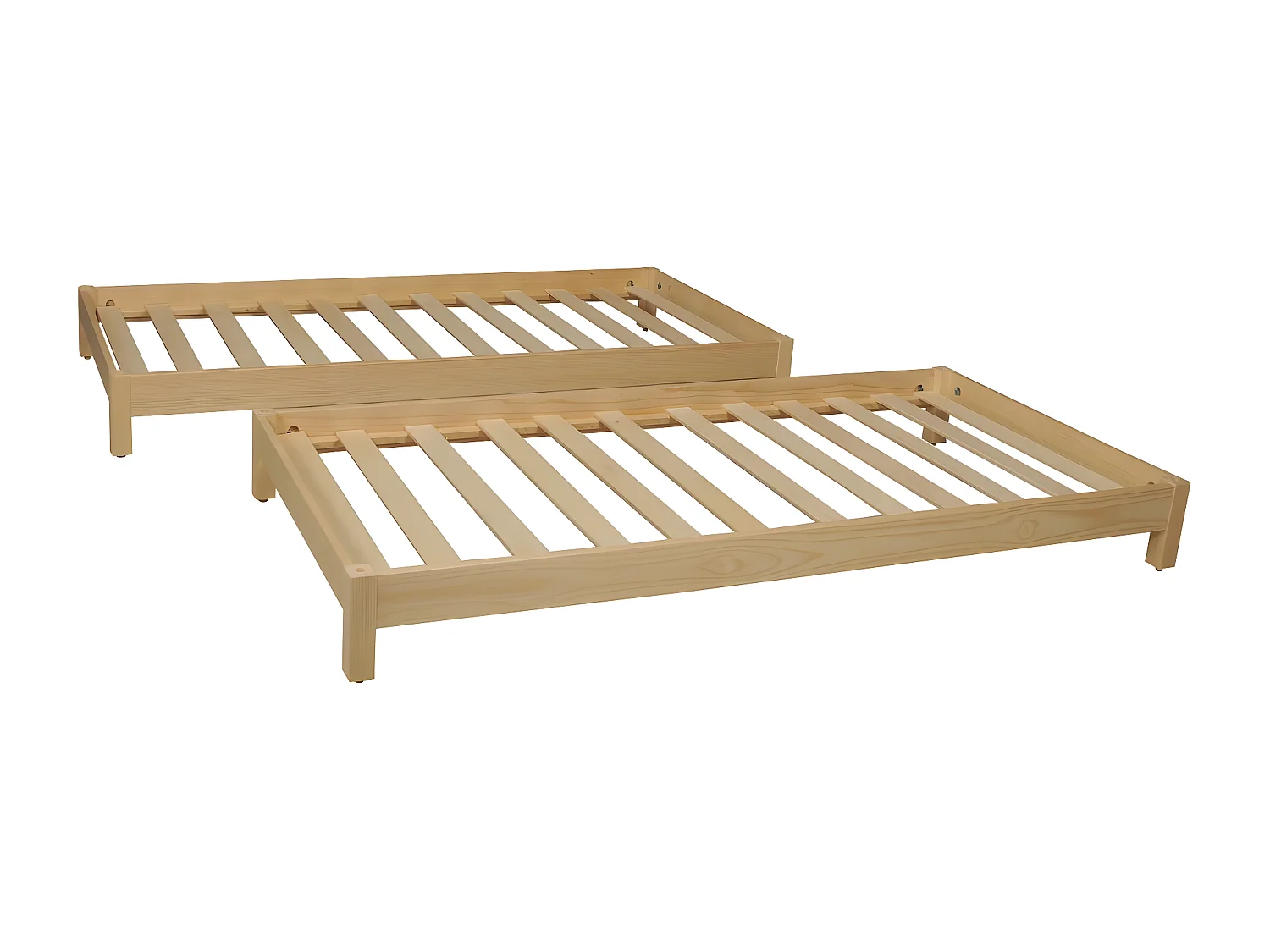 Lit empilable JONAS 90x190 (lot de deux lits)+ 2 sommiers / Naturel