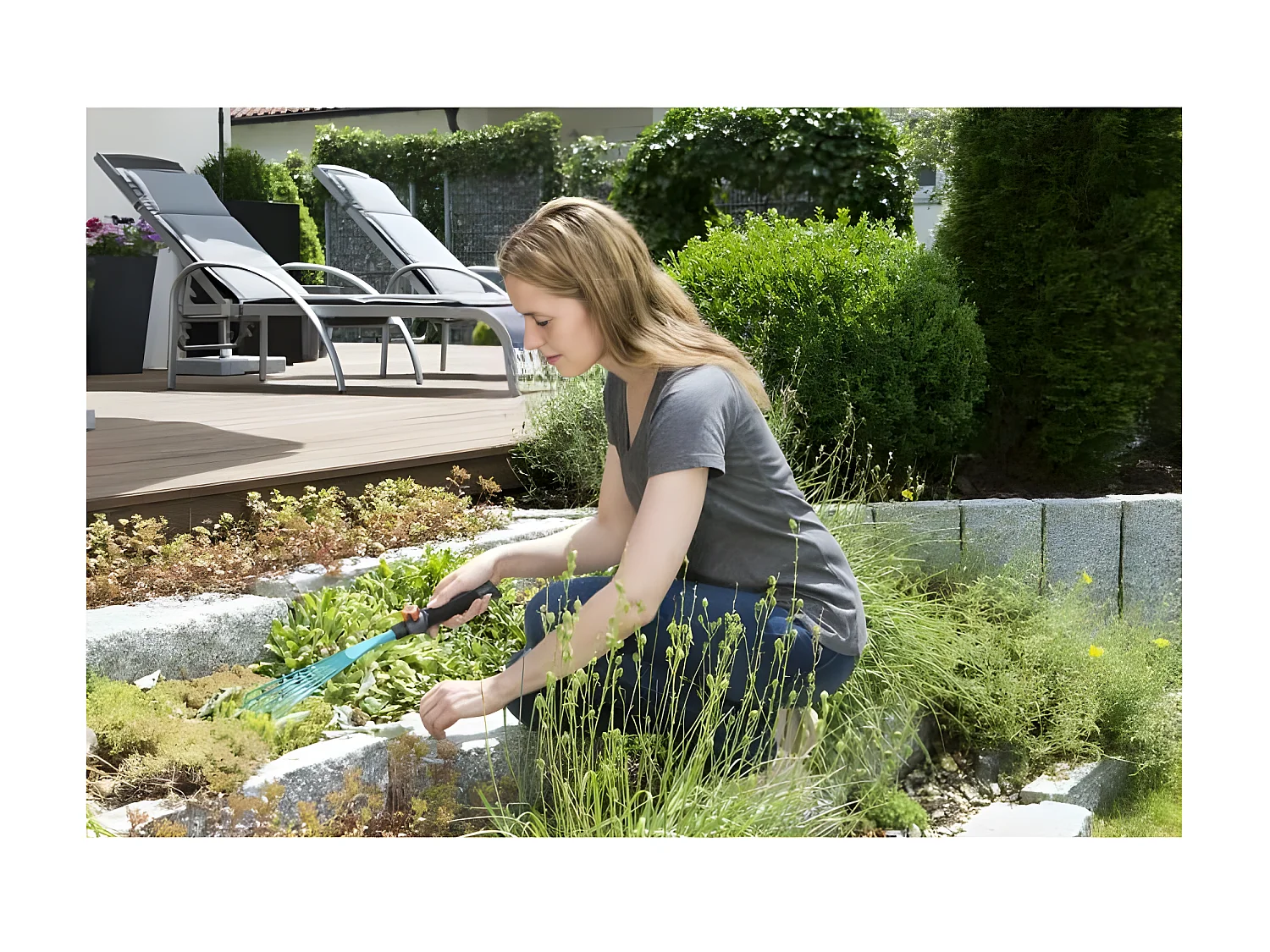 Balai a fleurs 12cm Combisystem - Acier robuste – 7 dents – Ratissage petites plantes et fleurs – Garantie 25 ans