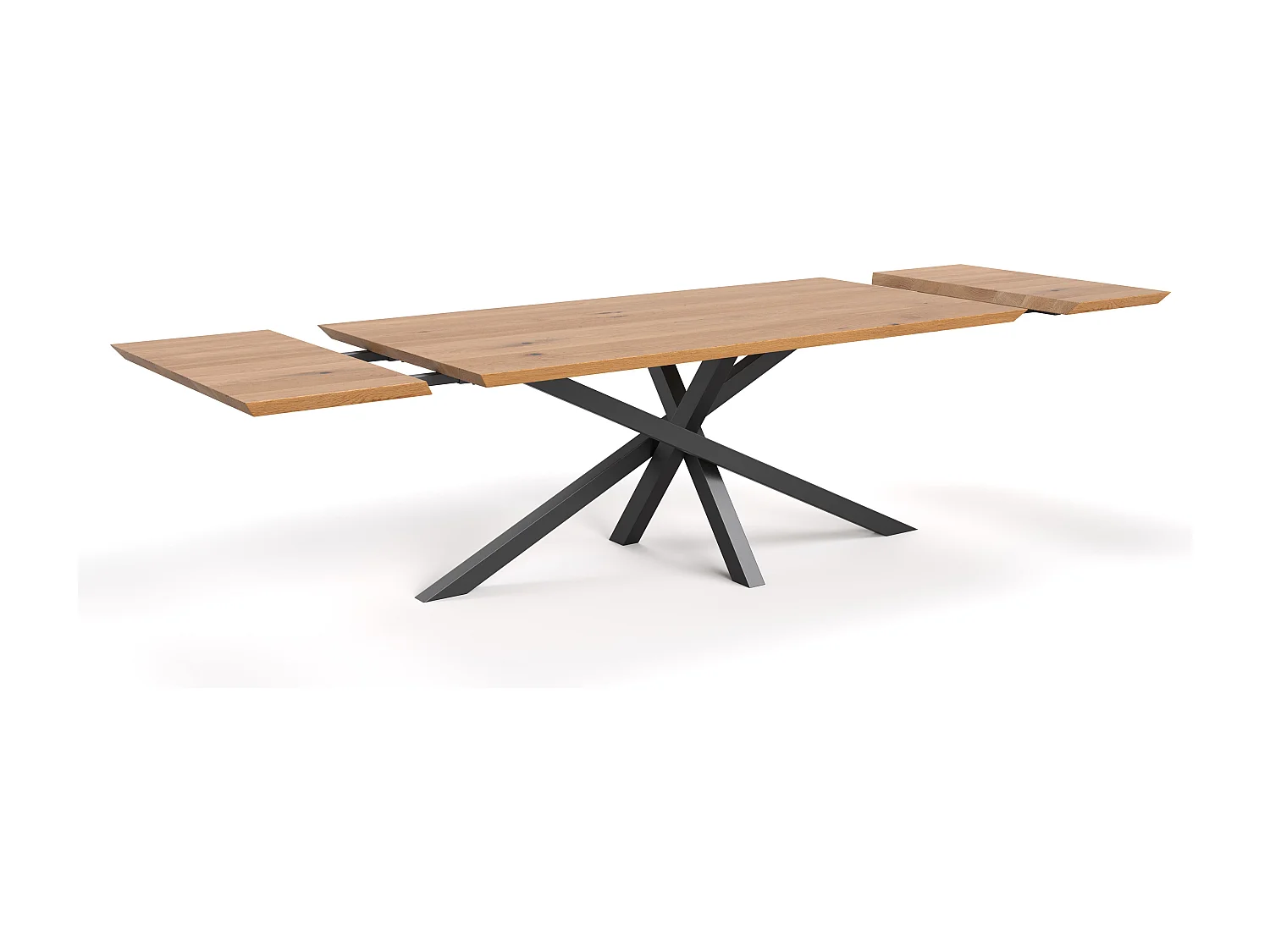 Table extensible Slant en chêne massif avec deux rallonges 50cm