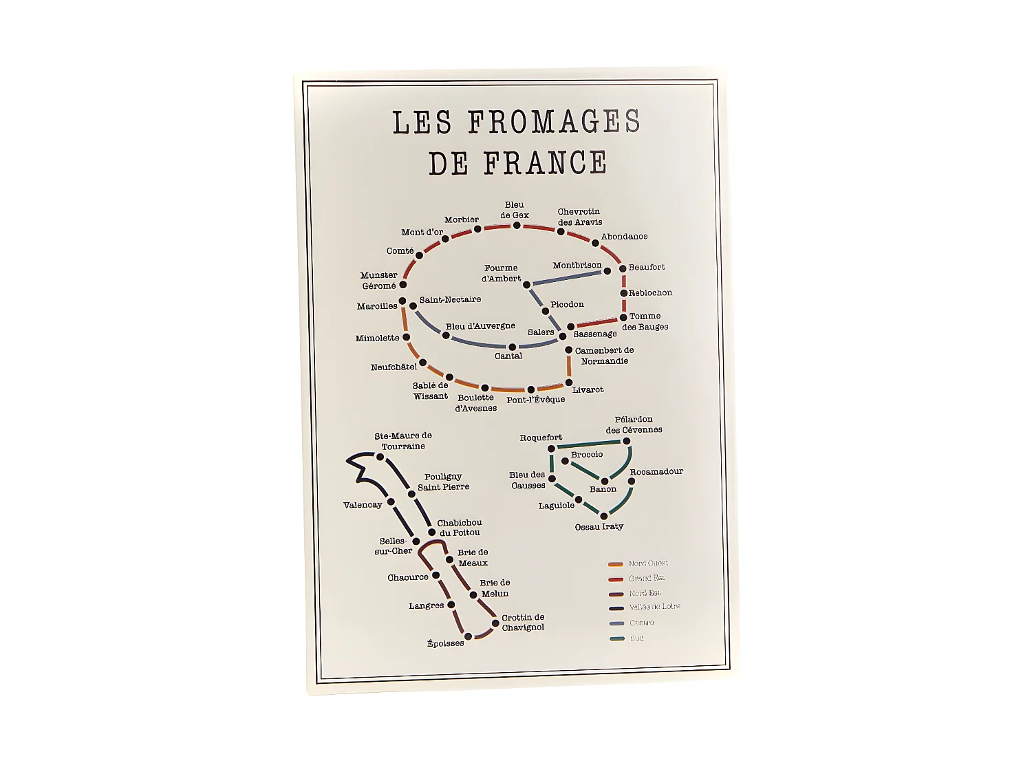 Plaque en métal des fromages de France