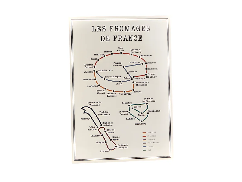 Plaque en métal des fromages de France