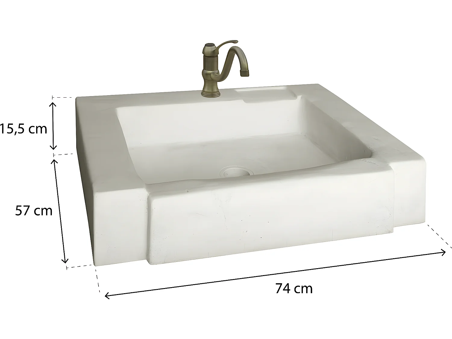 Evier "Modène" - pierre reconstituée - 74 x 57 x 15.5 cm