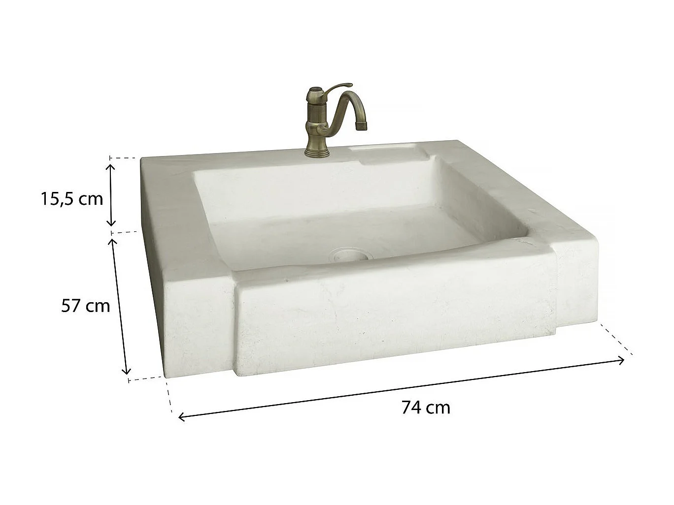 Evier "Modène" - pierre reconstituée - 74 x 57 x 15.5 cm