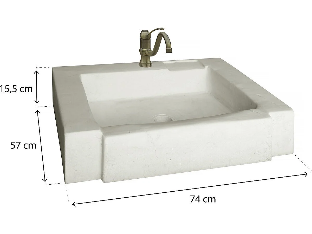 Fregadero "Módena" - piedra reconstituida - 74 x 57 x 15,5 cm