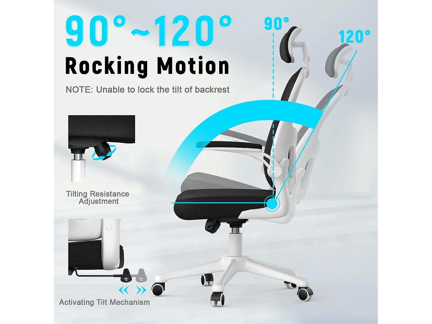 Chaise de bureau avec appui-tête réglable et support lombaire Chaise de direction pivotante pour la maison et le bureau