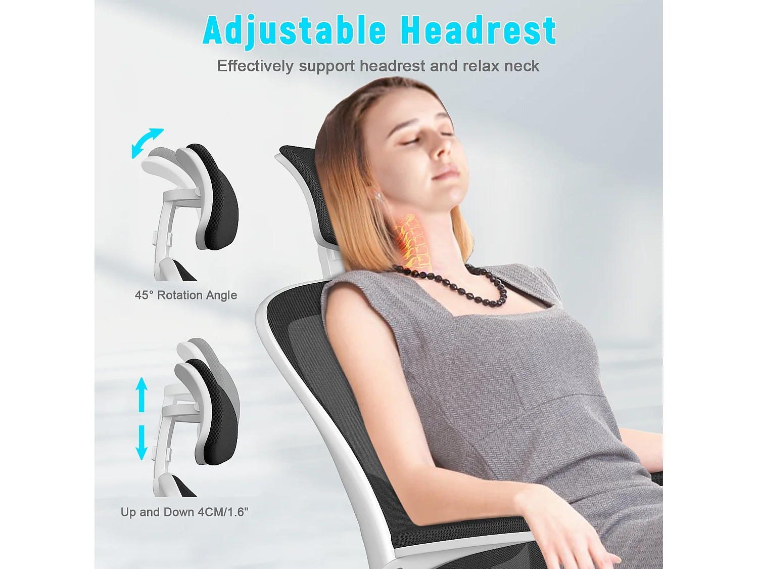 Chaise de bureau avec appui-tête réglable et support lombaire Chaise de direction pivotante pour la maison et le bureau