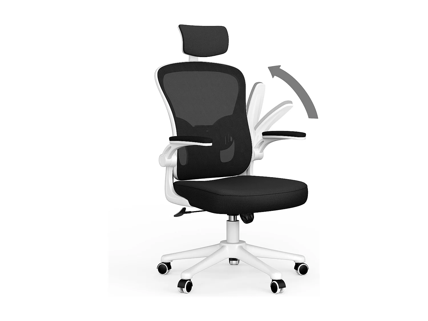 Cadeira de mesa de escritório com apoio de cabeça ajustável e suporte lombar de suporte executivo giratório para casa e escritório