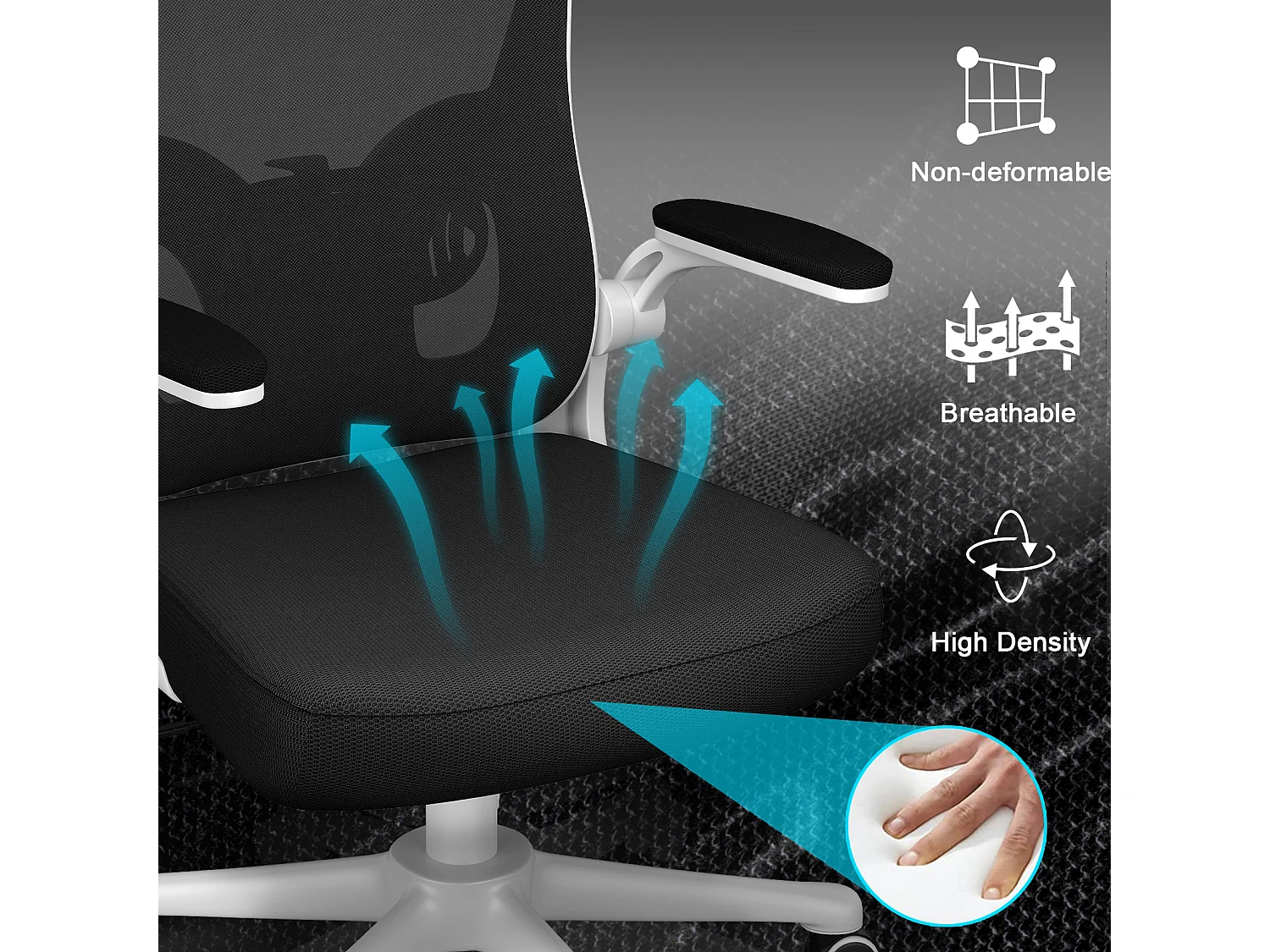 Cadeira de mesa de escritório com apoio de cabeça ajustável e suporte lombar de suporte executivo giratório para casa e escritório