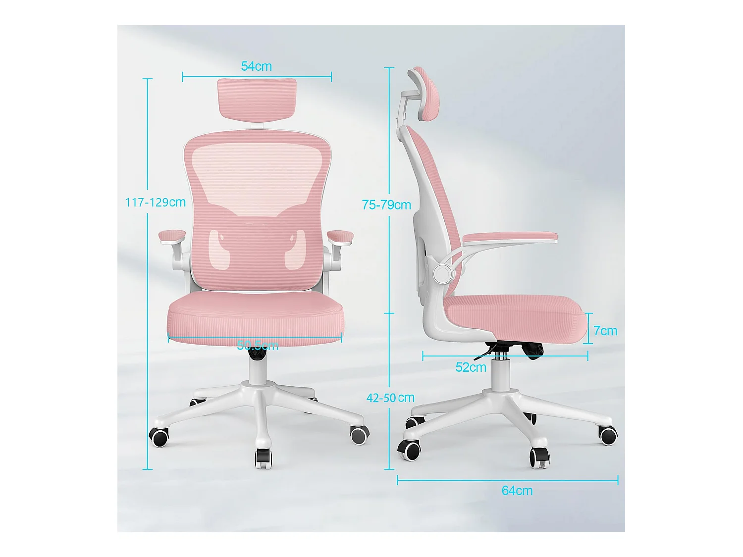 Office Desk Chair met verstelbare hoofdsteun en Lumbar Support Executive Swivel Chair voor thuis en kantoor