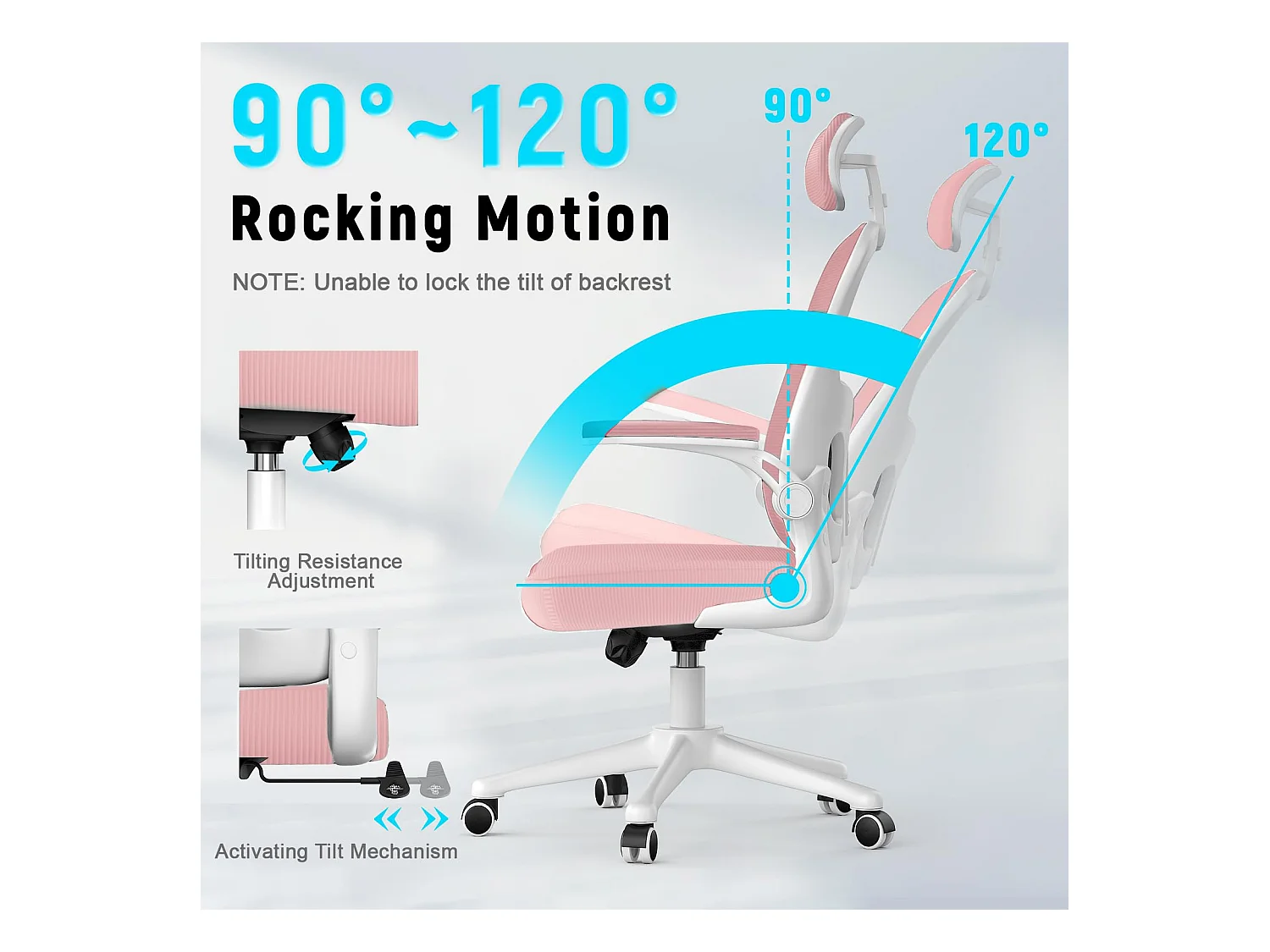 Office Desk Chair met verstelbare hoofdsteun en Lumbar Support Executive Swivel Chair voor thuis en kantoor