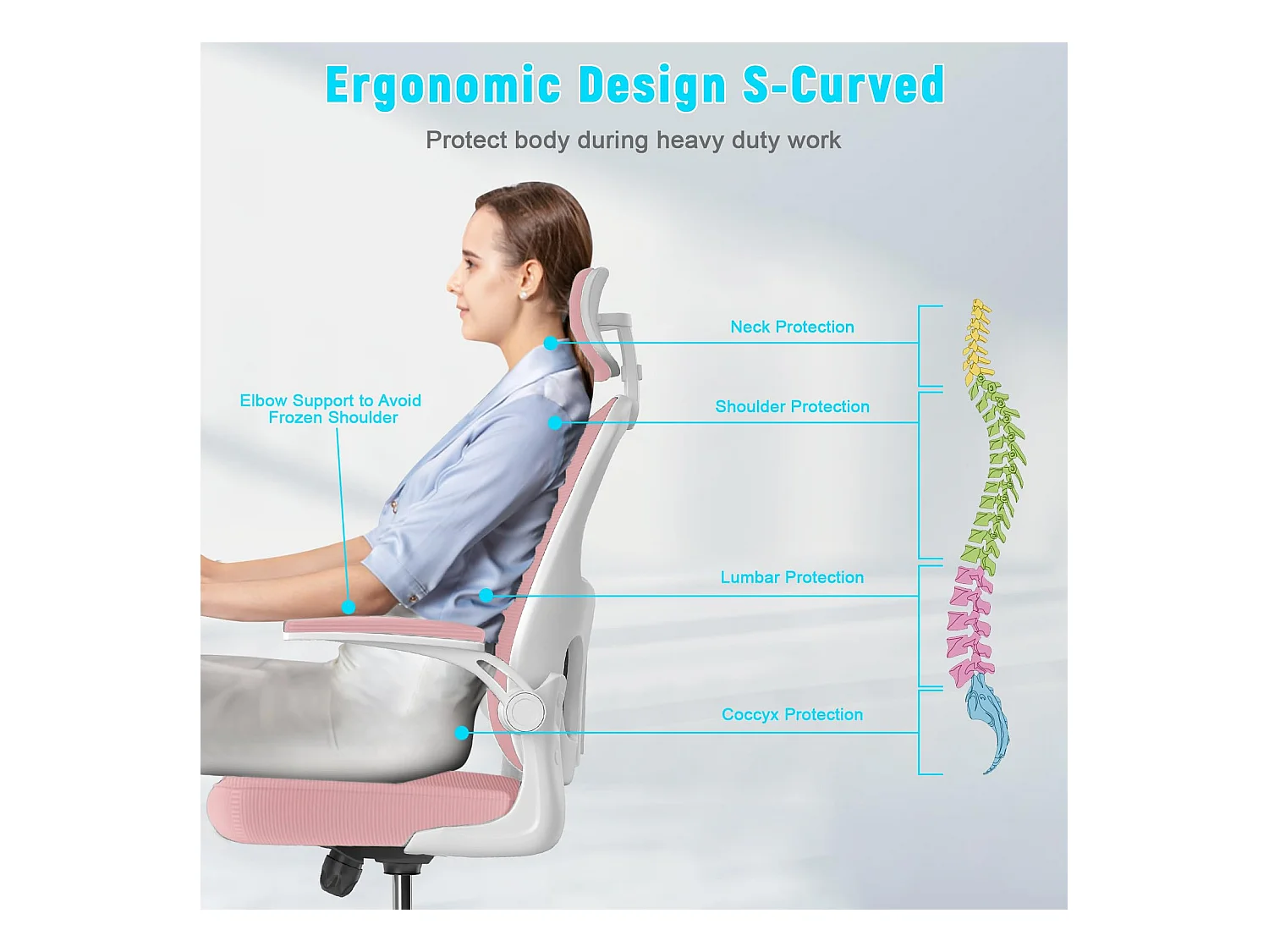 Office Desk Chair met verstelbare hoofdsteun en Lumbar Support Executive Swivel Chair voor thuis en kantoor