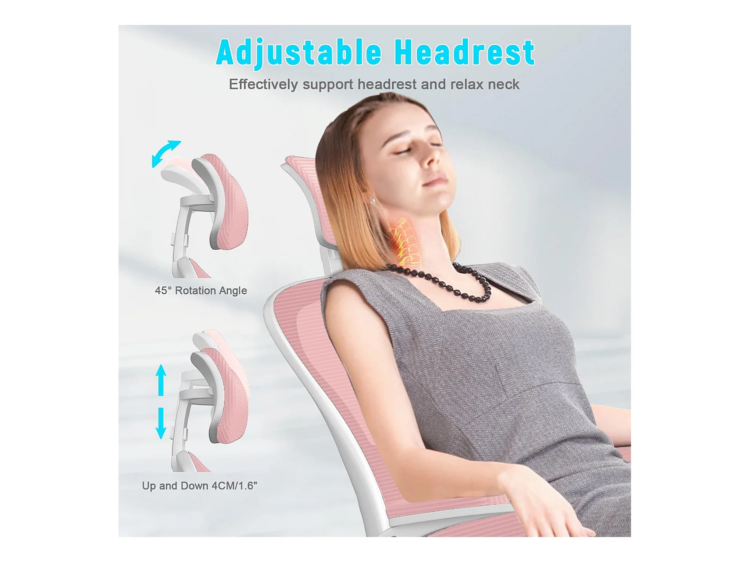 Office Desk Chair met verstelbare hoofdsteun en Lumbar Support Executive Swivel Chair voor thuis en kantoor