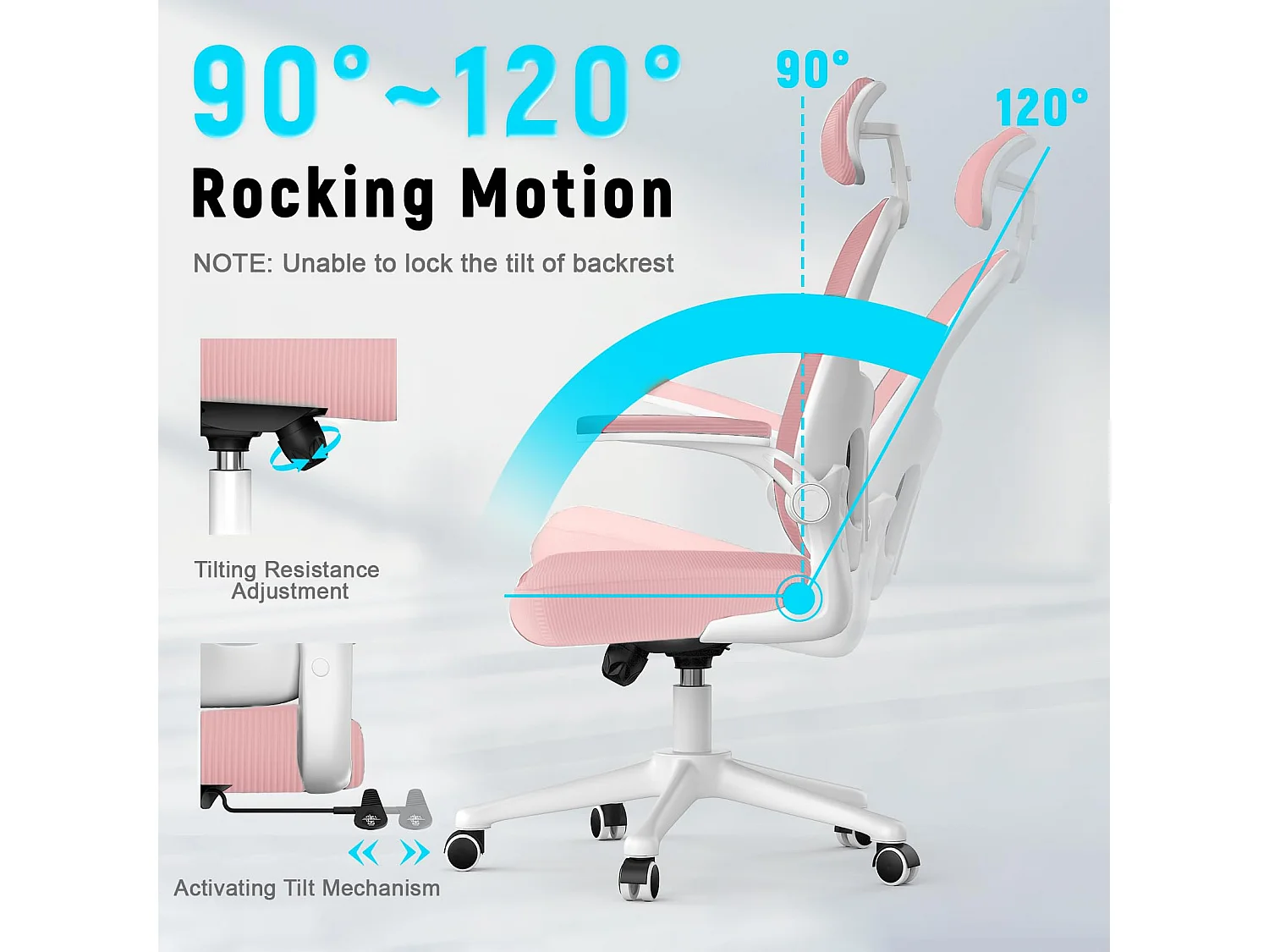 Sedia da scrivania con poggiatesta regolabile e sedia girevole del supporto lombare per la casa e l'ufficio