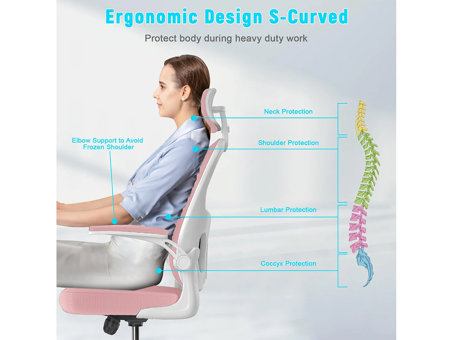 Sedia da scrivania con poggiatesta regolabile e sedia girevole del supporto lombare per la casa e l'ufficio