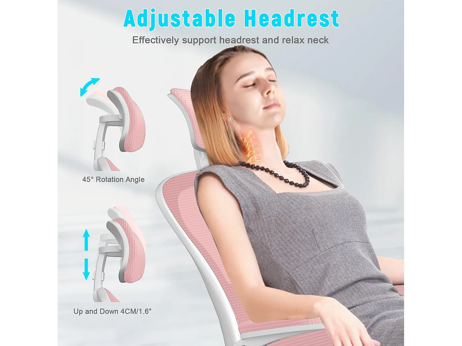 Sedia da scrivania con poggiatesta regolabile e sedia girevole del supporto lombare per la casa e l'ufficio