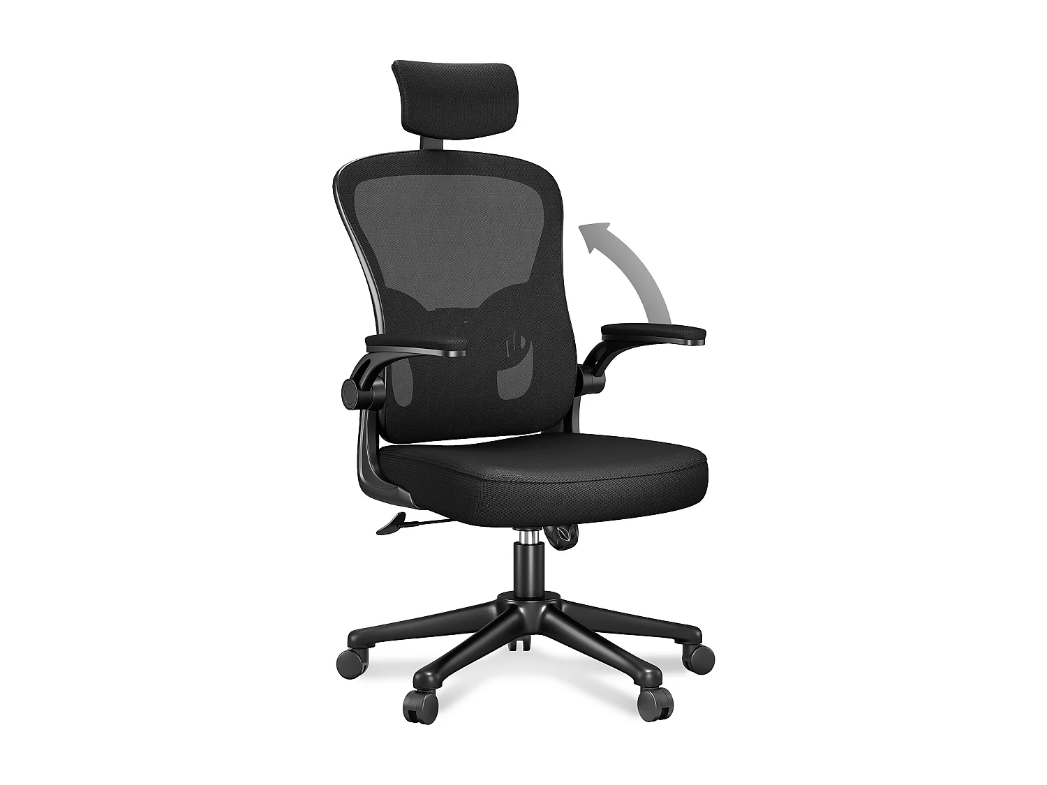 Cadeira de mesa de escritório com apoio de cabeça ajustável e suporte lombar de suporte executivo giratório para casa e escritório