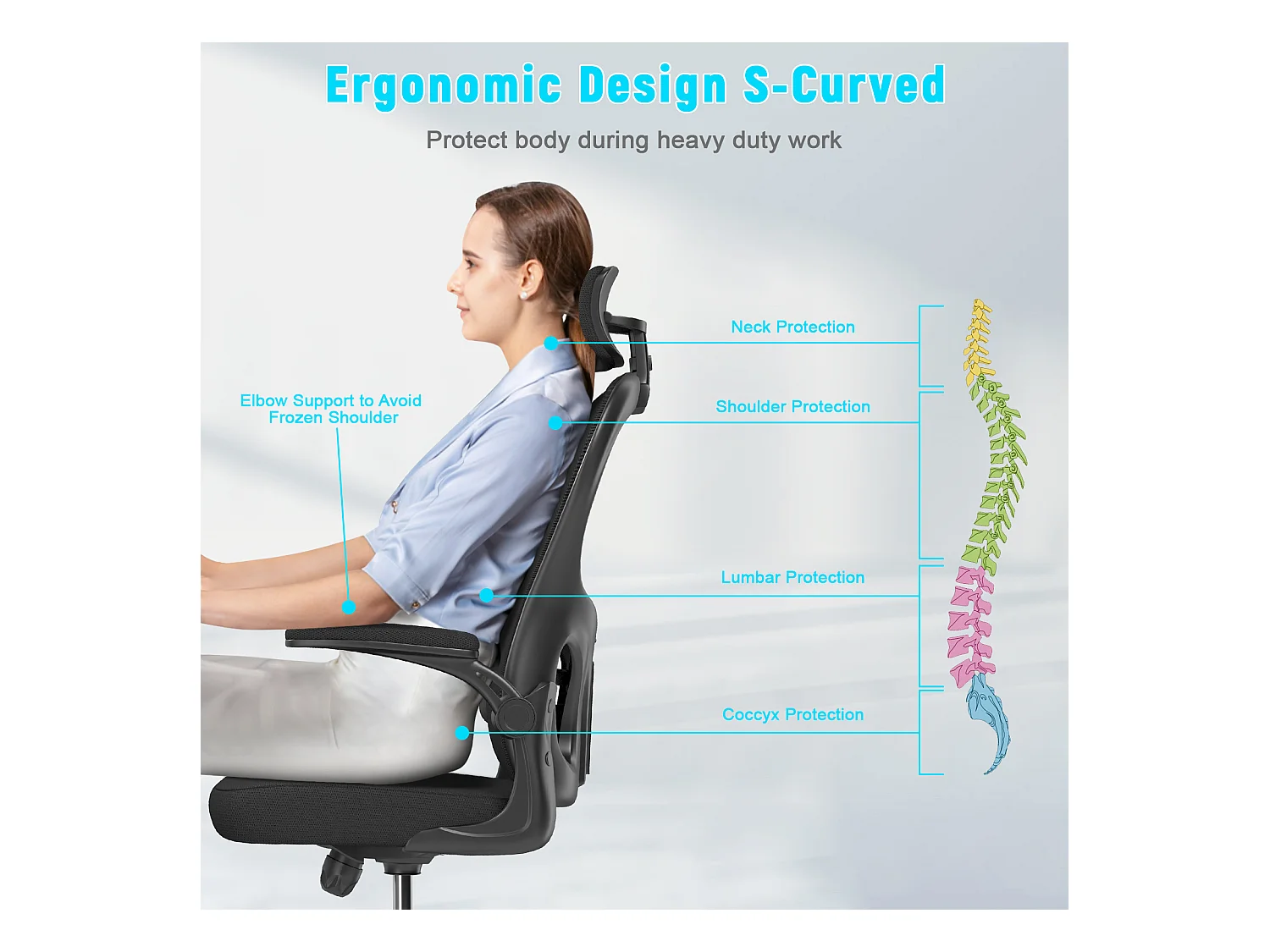 Cadeira de mesa de escritório com apoio de cabeça ajustável e suporte lombar de suporte executivo giratório para casa e escritório