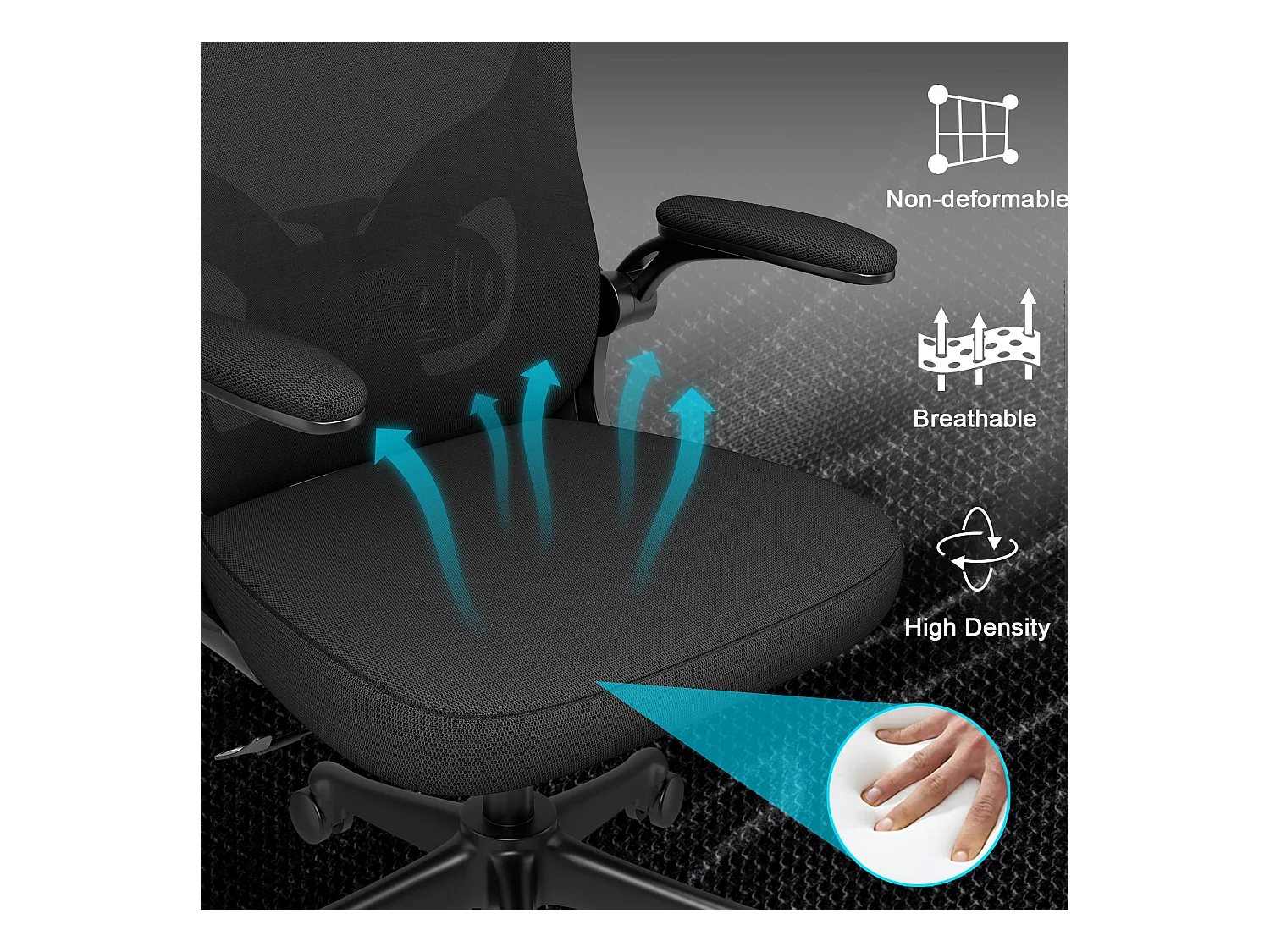 Cadeira de mesa de escritório com apoio de cabeça ajustável e suporte lombar de suporte executivo giratório para casa e escritório