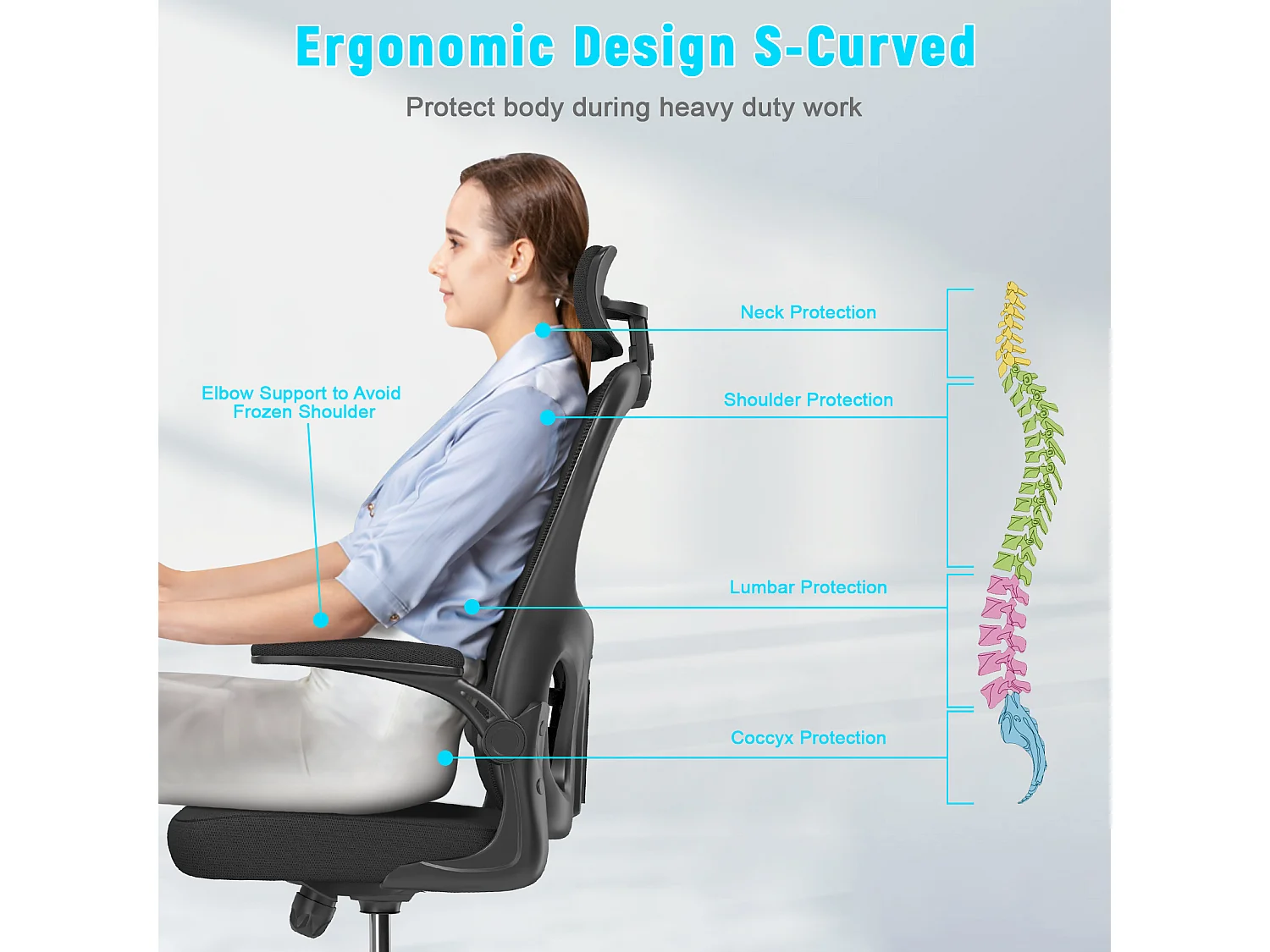 Office Desk Chair met verstelbare hoofdsteun en Lumbar Support Executive Swivel Chair voor thuis en kantoor