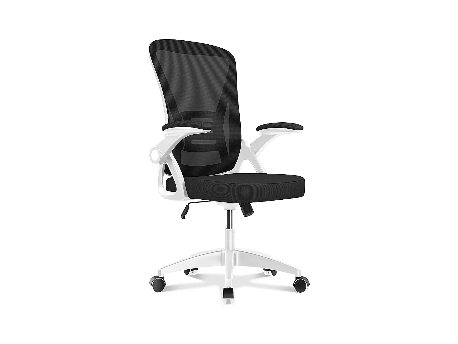 Cadeira de secretária ergonómica com apoio lombar, apoios de braços ajustáveis, cadeira giratória com encosto respirável para escritório
