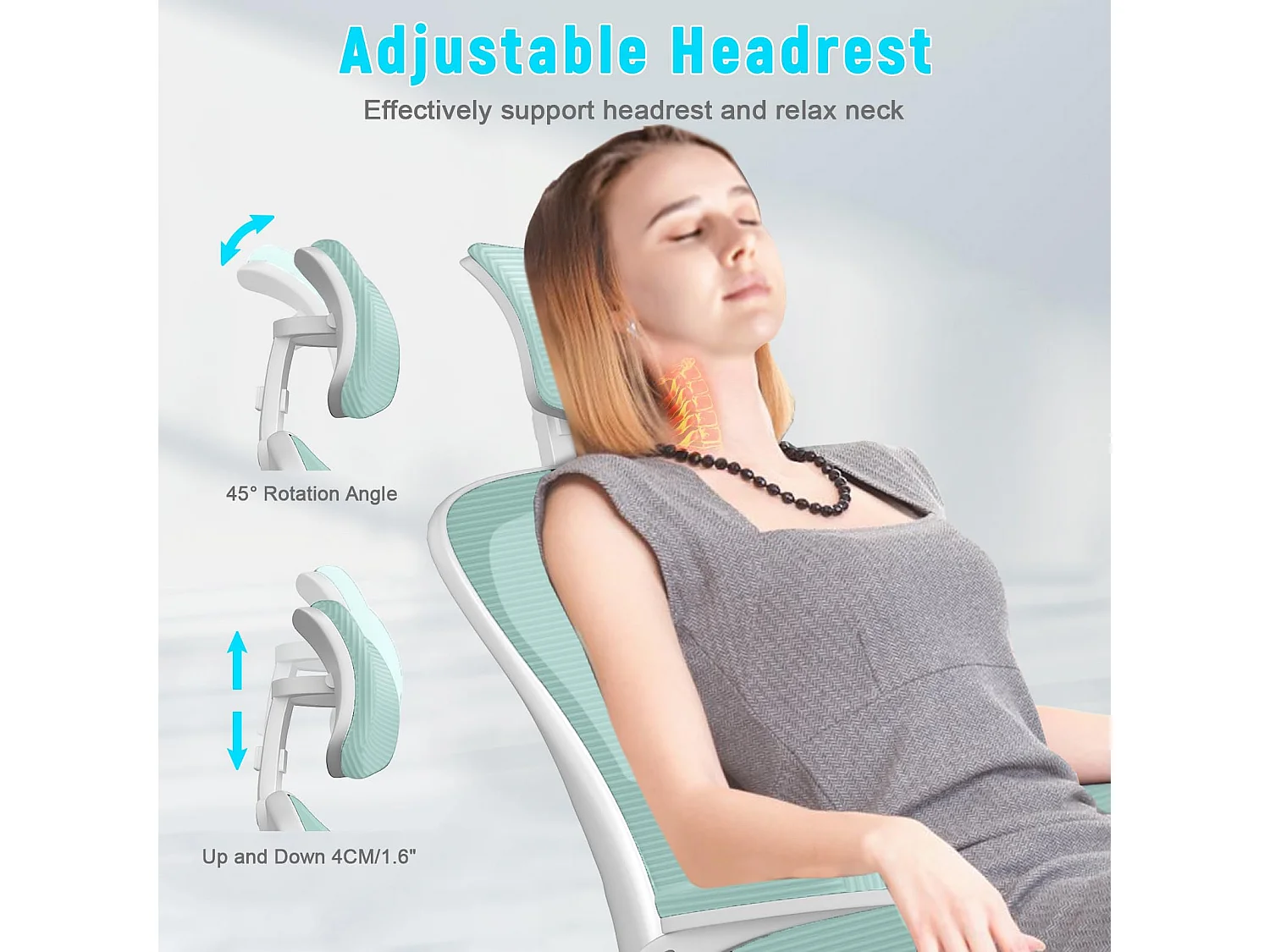 Chaise de bureau avec appui-tête réglable et support lombaire Chaise de direction pivotante pour la maison et le bureau