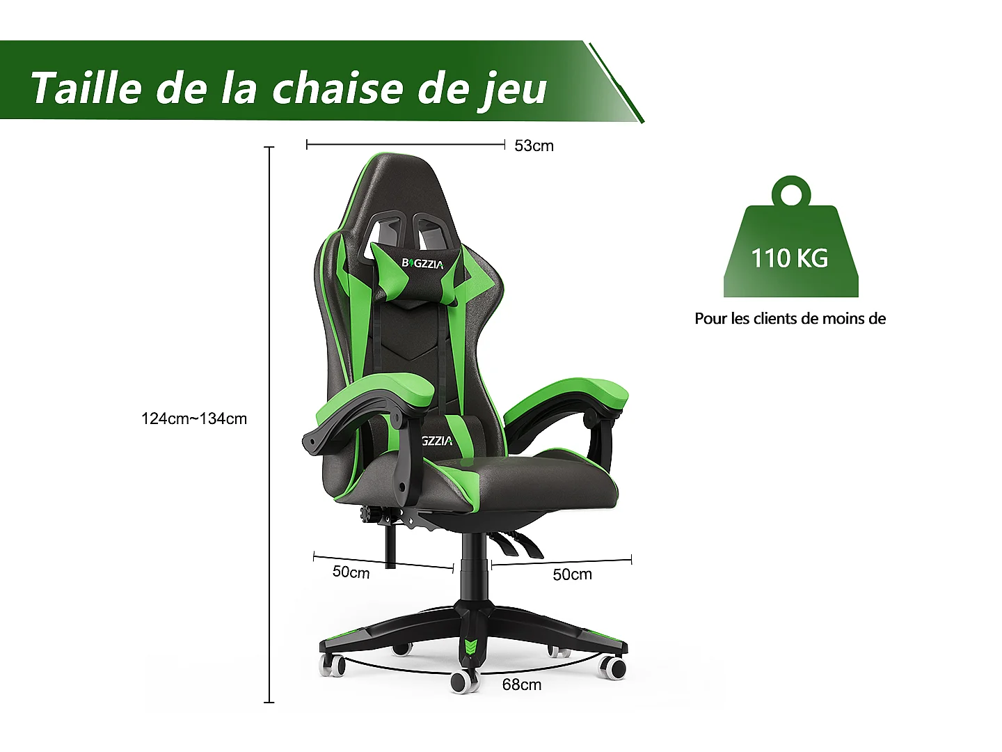 Cadeira gamer ergonômica com apoio de cabeça e apoio lombar-Gree