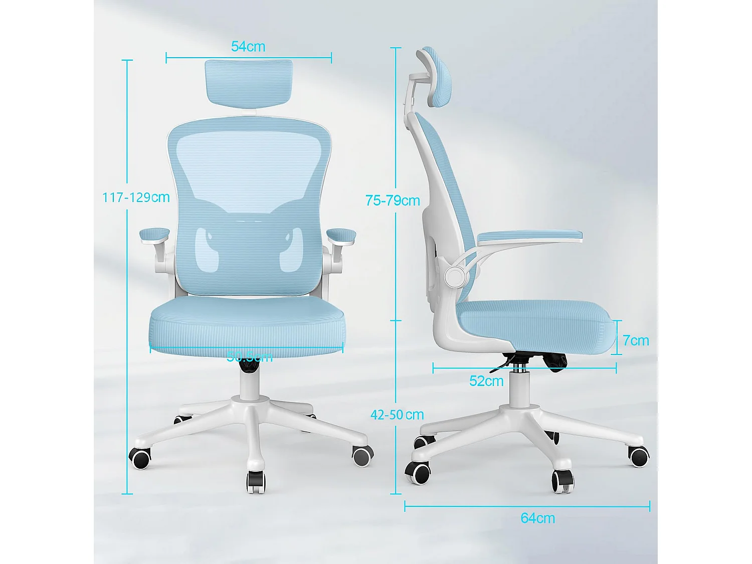 Cadeira de mesa de escritório com apoio de cabeça ajustável e suporte lombar de suporte executivo giratório para casa e escritório