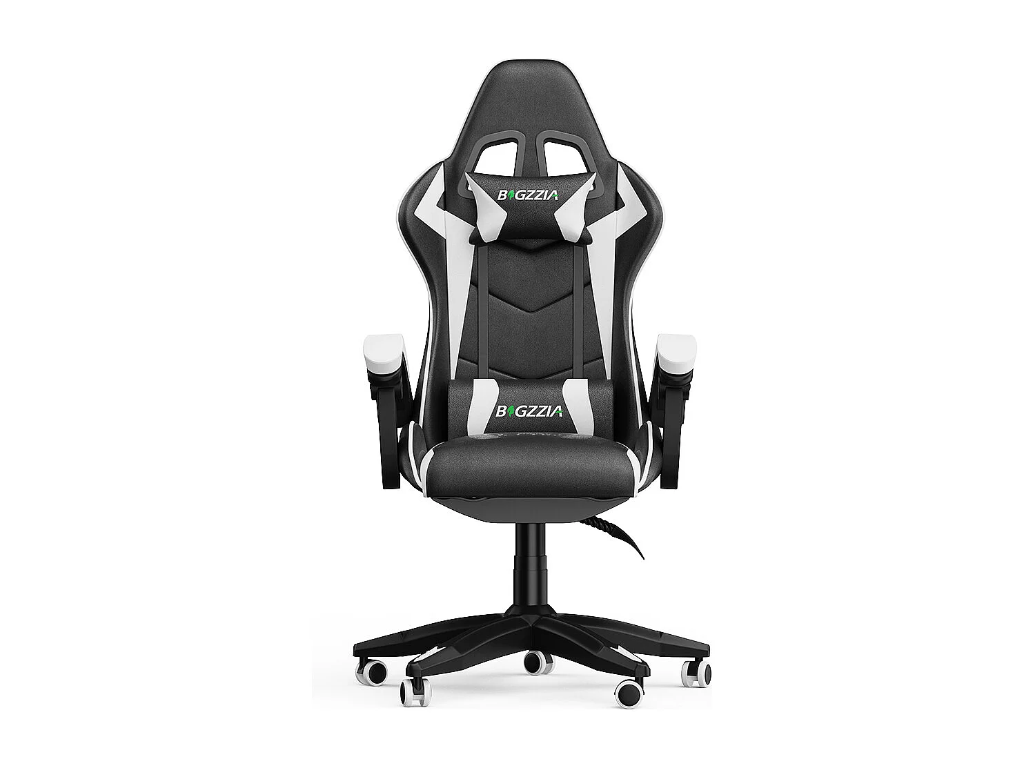 Cadeira Gaming Ergonómica com Apoio de Cabeça e Apoio Lombar - Branca