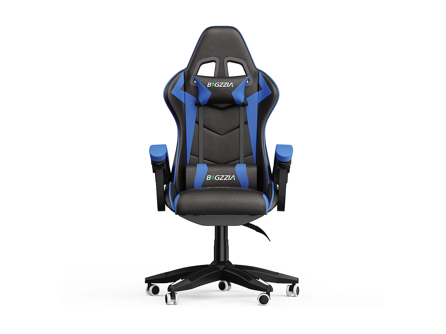 Ergonomischer Gaming-Stuhl mit Kopfstütze und Lordosenstütze – blau