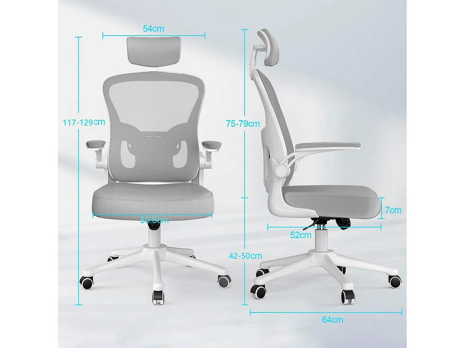 Cadeira de mesa de escritório com apoio de cabeça ajustável e suporte lombar de suporte executivo giratório para casa e escritório