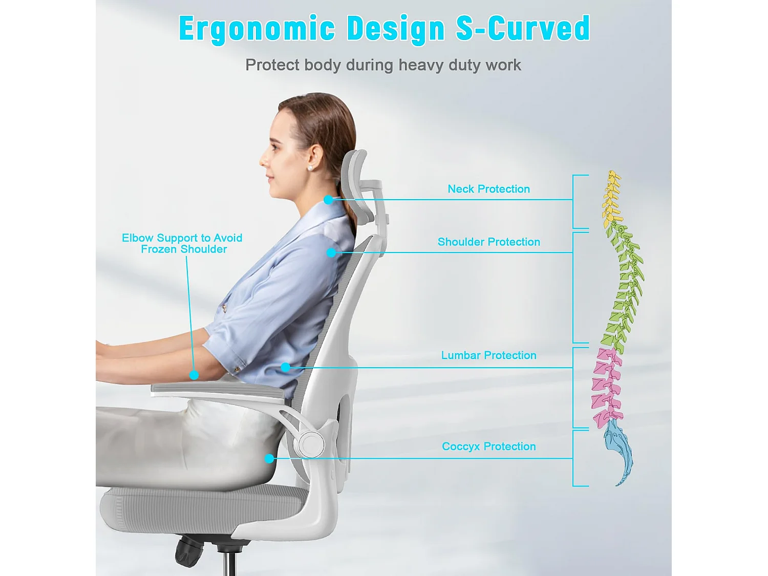 Cadeira de mesa de escritório com apoio de cabeça ajustável e suporte lombar de suporte executivo giratório para casa e escritório