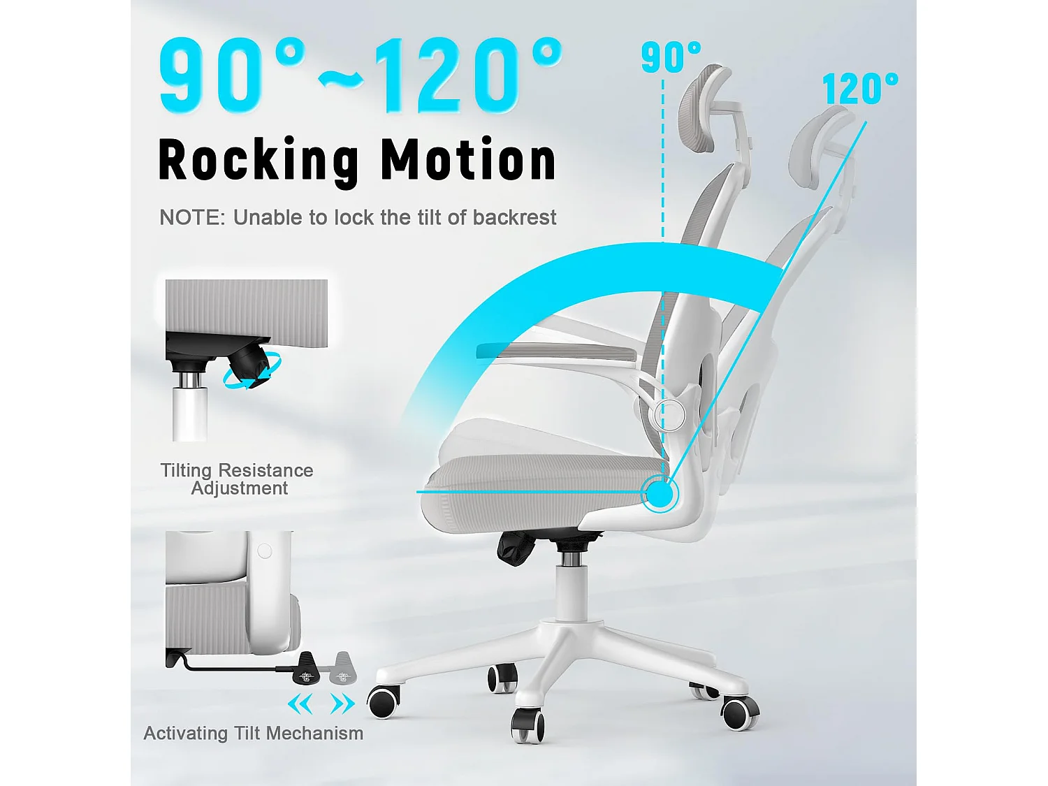 Cadeira de mesa de escritório com apoio de cabeça ajustável e suporte lombar de suporte executivo giratório para casa e escritório