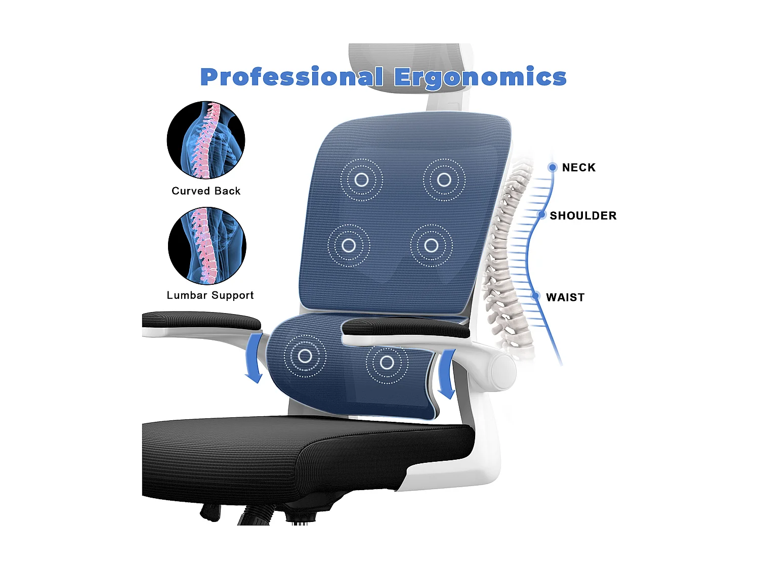 Chaise d'ordinateur pivotante avec fonction de basculement Chaise de direction pour le bureau à domicile