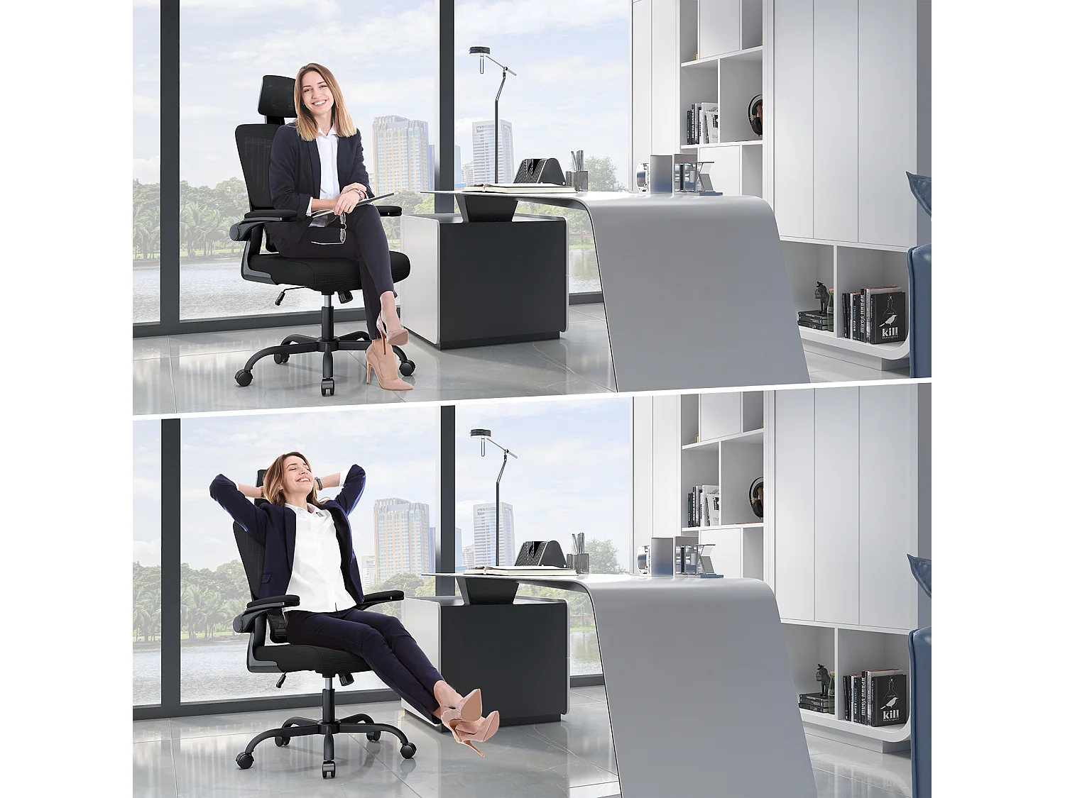 Chaise d'ordinateur pivotante avec fonction de basculement Chaise de direction pour le bureau à domicile