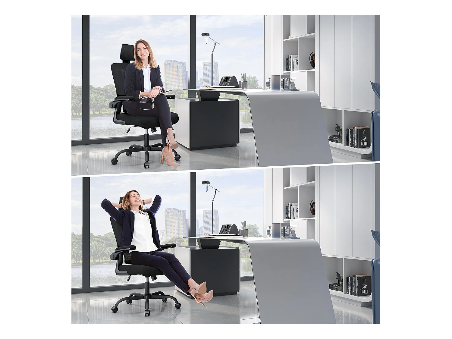 Chaise d'ordinateur pivotante avec fonction de basculement Chaise de direction pour le bureau à domicile