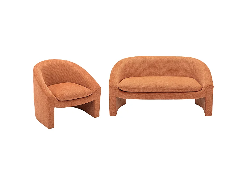 Sofa 2-Sitzer & Sessel - Stoff - Terracotta - OSSANA
