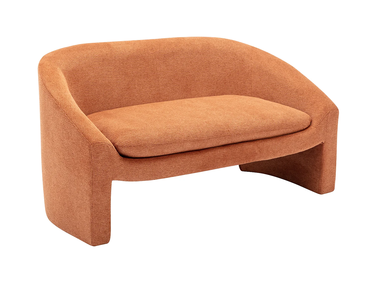 Tweezitsbank en fauteuil van terracottakleurige stof OSSANA