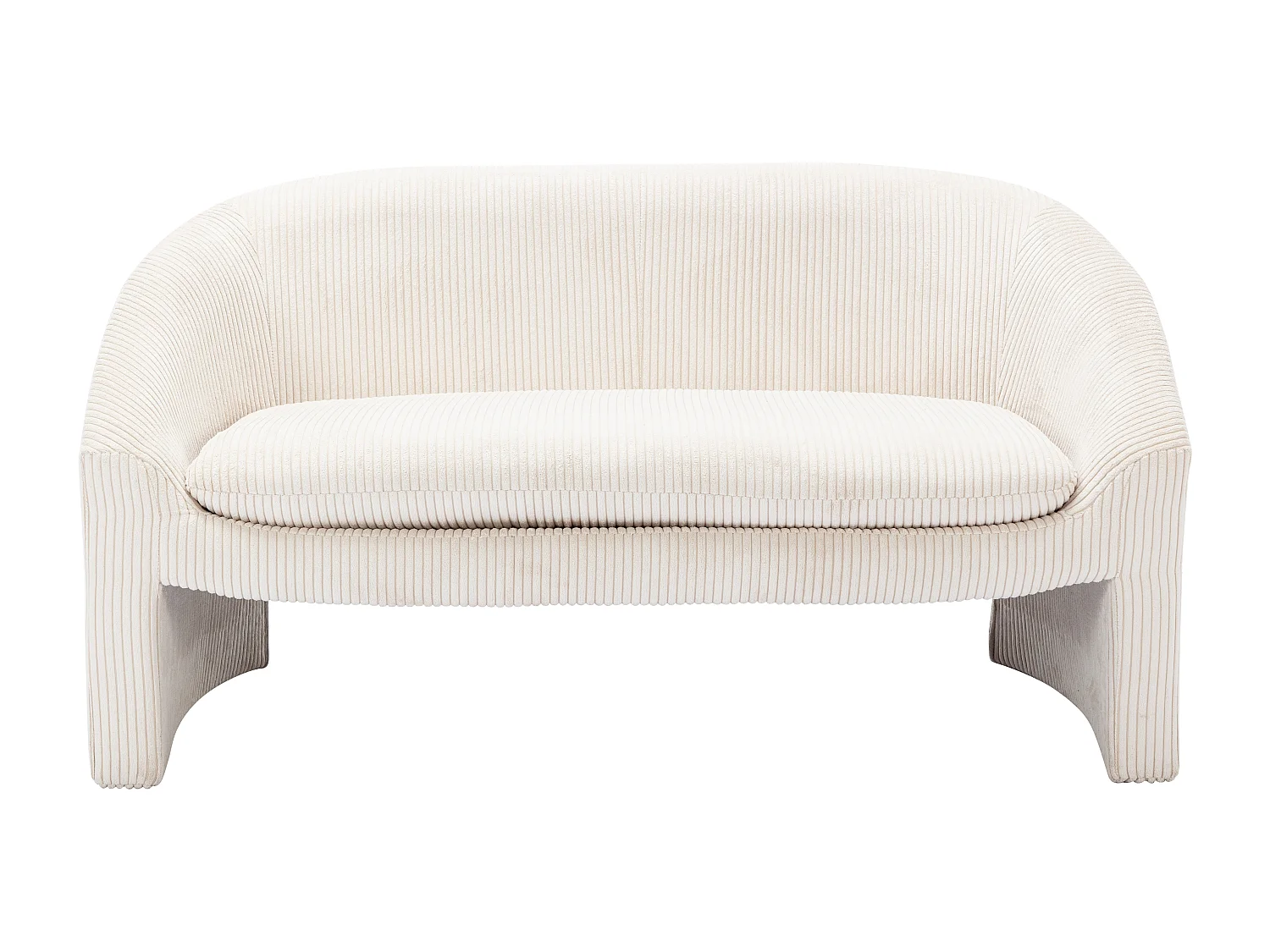 Zitbank 2 plaatsen en fauteuil in gebroken wit ribfluweel OSSANA