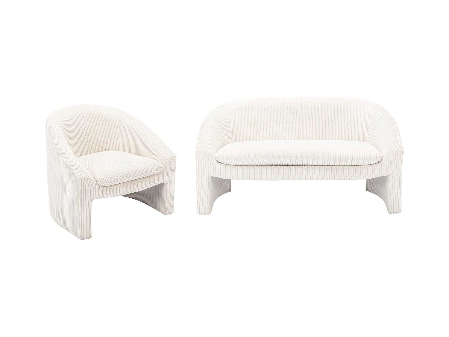 Sofa 2-Sitzer & Sessel - Cord - Cremefarben - OSSANA