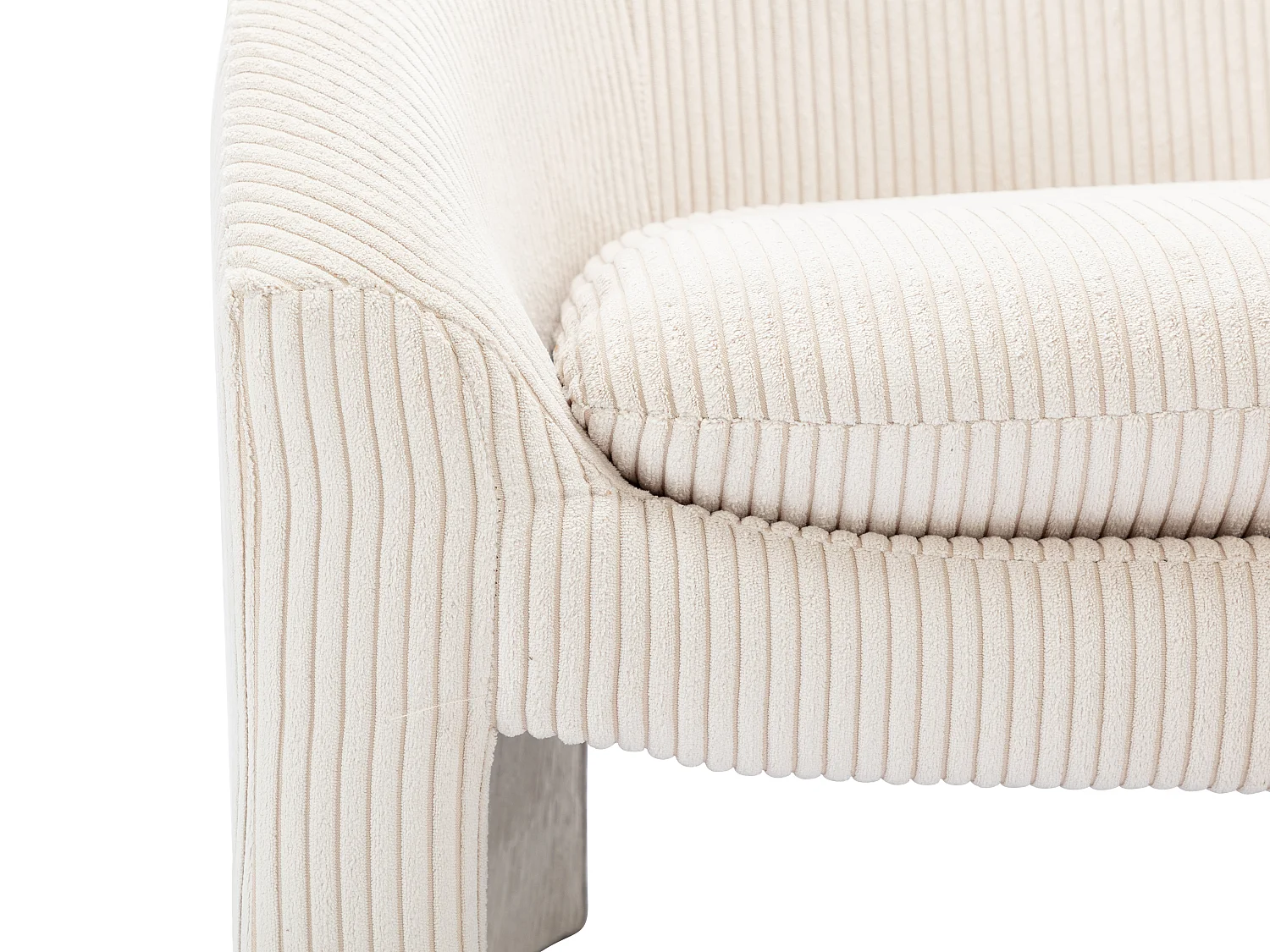 Canapé 2 places et fauteuil en velours côtelé crème OSSANA