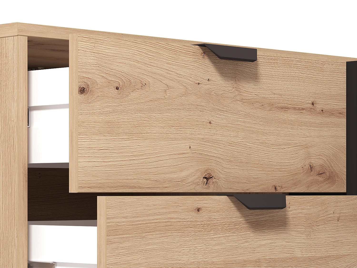 Sideboard mit 2 Türen & 4 Schubladen - Holzfarben & Schwarz - MEVIELA