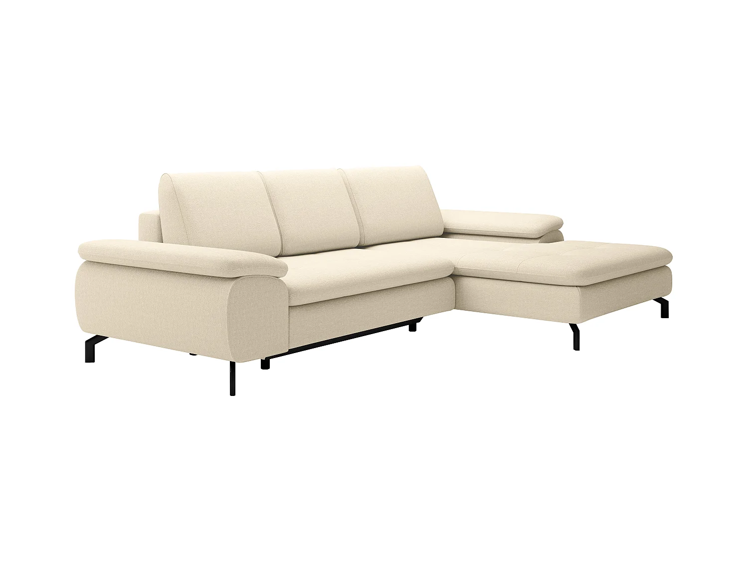 Ecksofa mit Schlaffunktion - Ecke rechts - Strukturstoff - Beige - ARCHIBALD