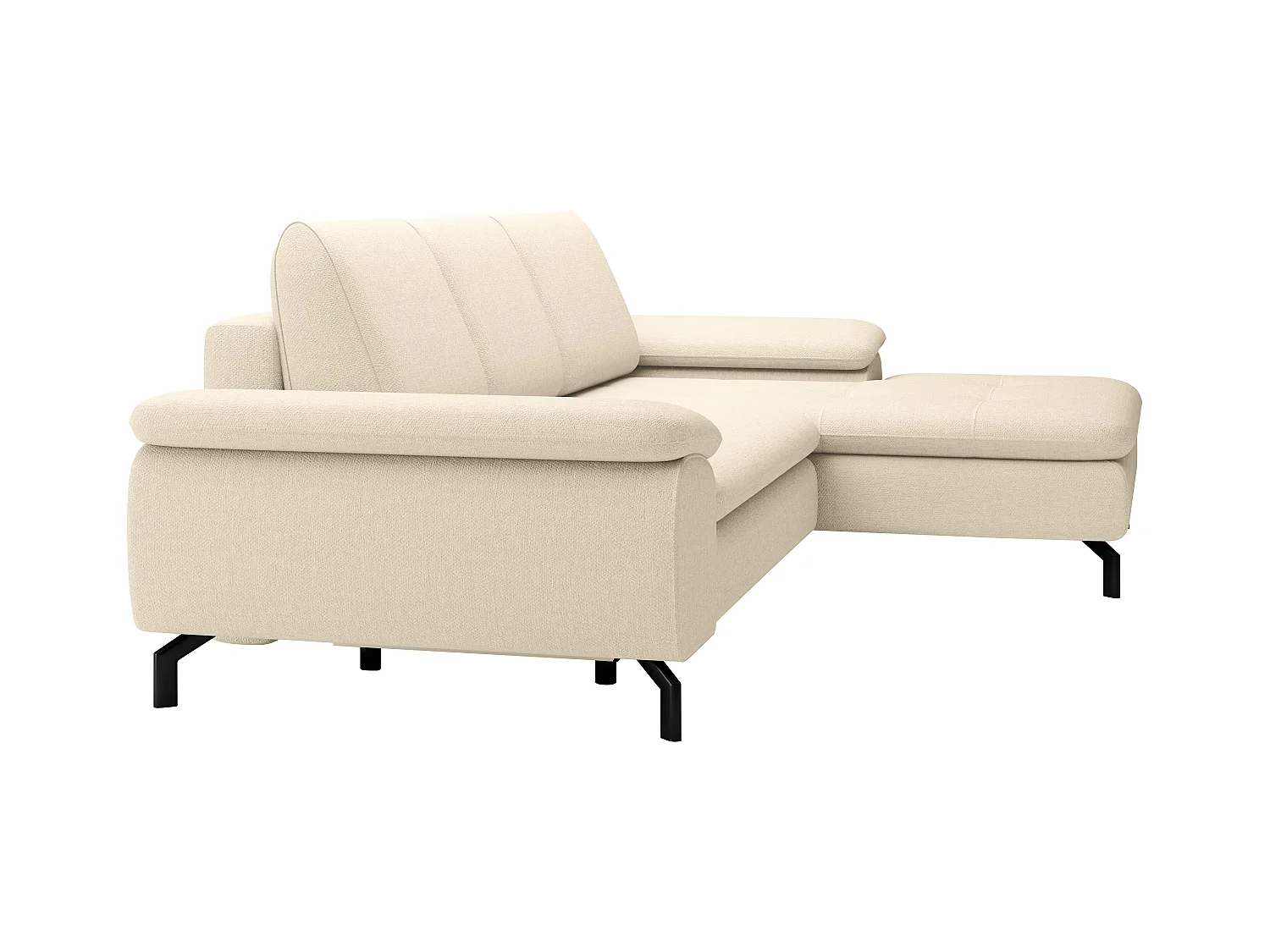 Ecksofa mit Schlaffunktion - Ecke rechts - Strukturstoff - Beige - ARCHIBALD