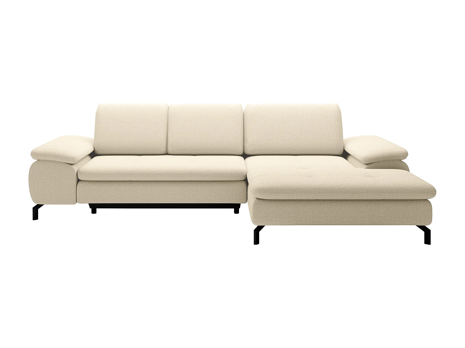 Ecksofa mit Schlaffunktion - Ecke rechts - Strukturstoff - Beige - ARCHIBALD