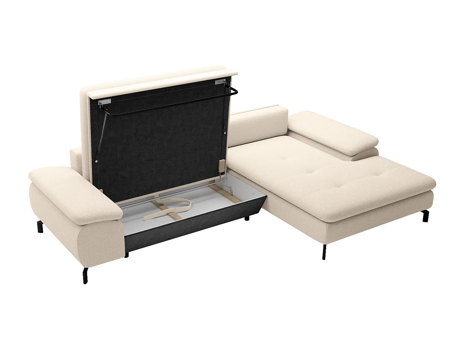 Ecksofa mit Schlaffunktion - Ecke rechts - Strukturstoff - Beige - ARCHIBALD