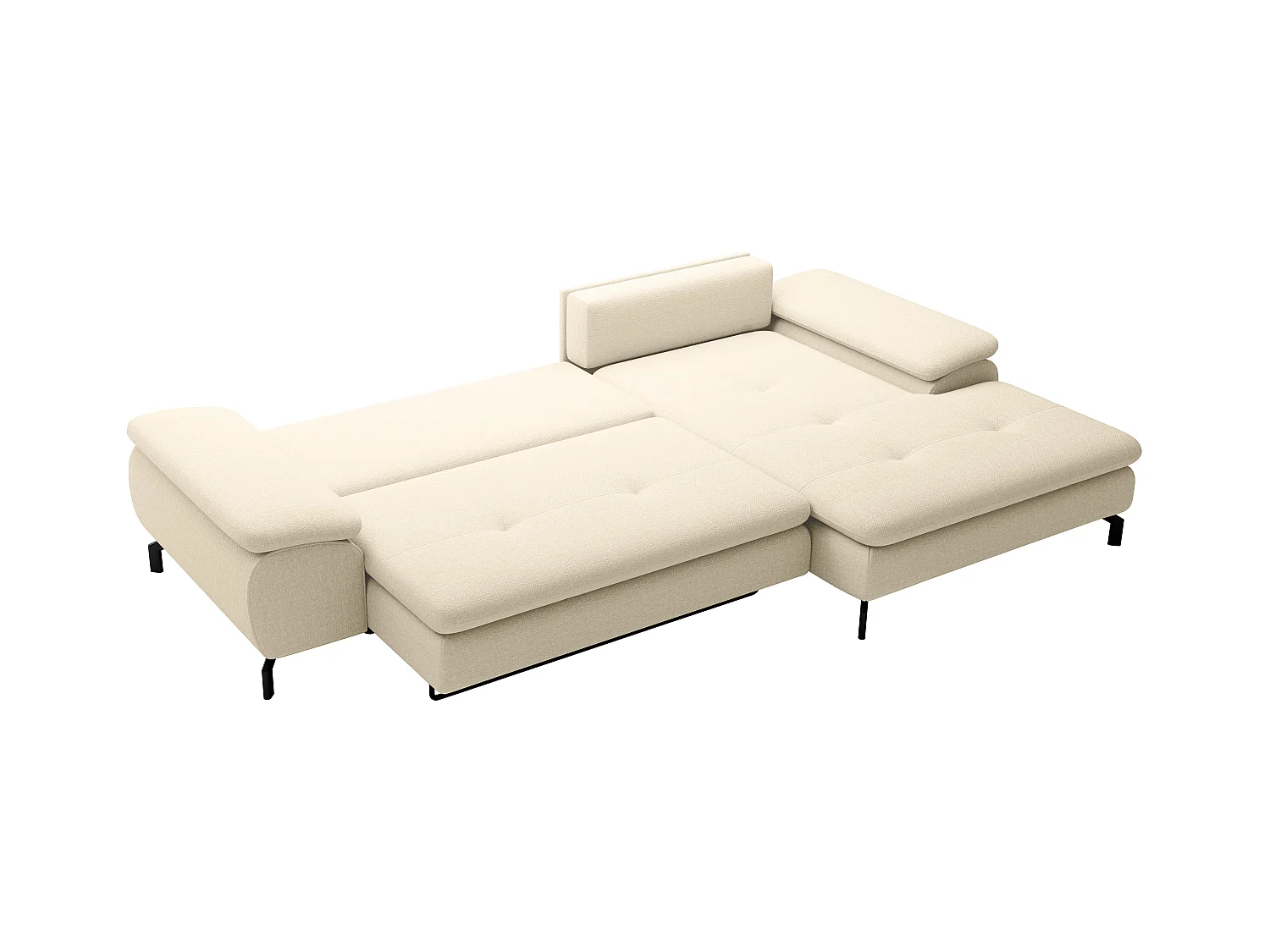 Ecksofa mit Schlaffunktion - Ecke rechts - Strukturstoff - Beige - ARCHIBALD