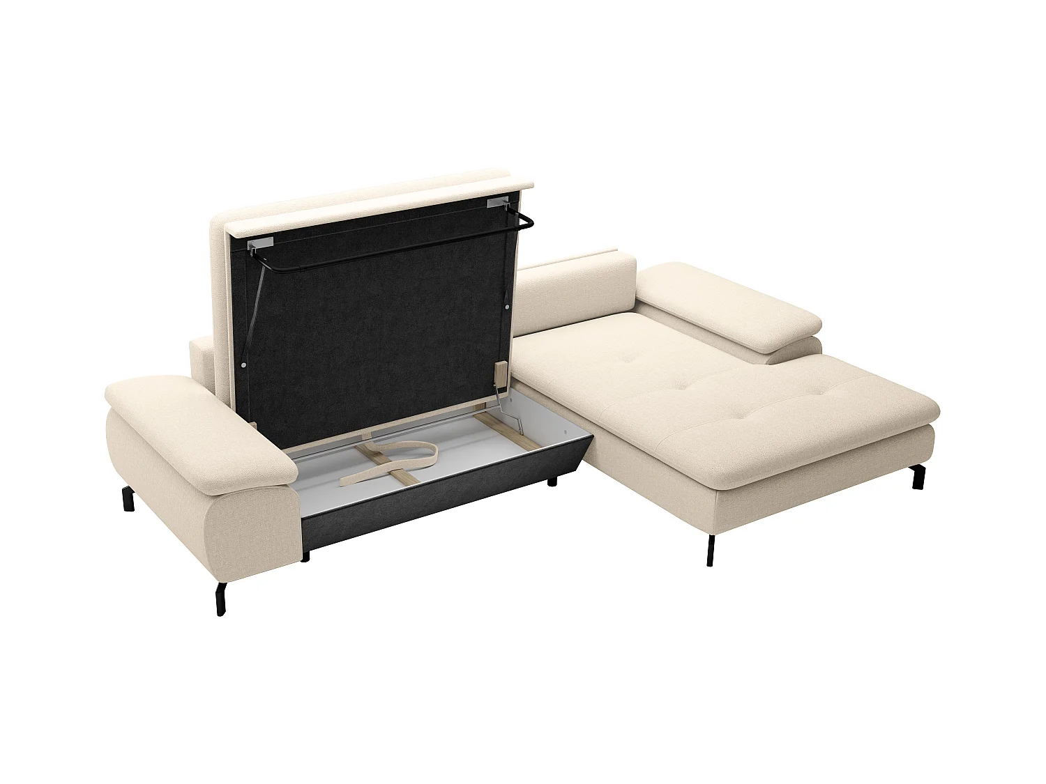 Divano letto angolo a destra in Tessuto testurizzato Beige - ARCHIBALD